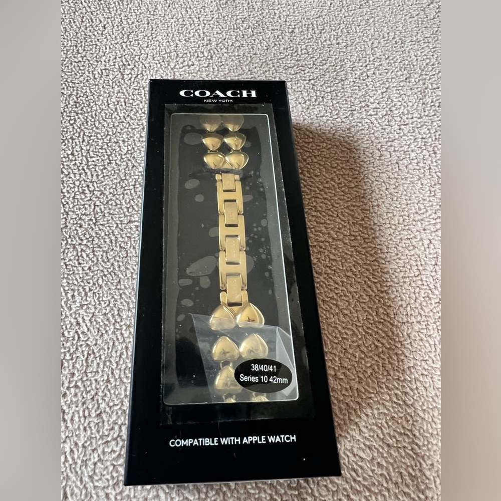 Coach Apple Watch® Crystal Gold-Tone IP Stainless Steel Heart 38/40/41mm - Picture 2 of 14